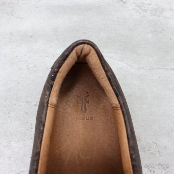 FRYE Ivy Low Womens Size 8M US Dark Brown Snake Embossed Leather Shoes Sneakers‎ - Picture 12 of 13